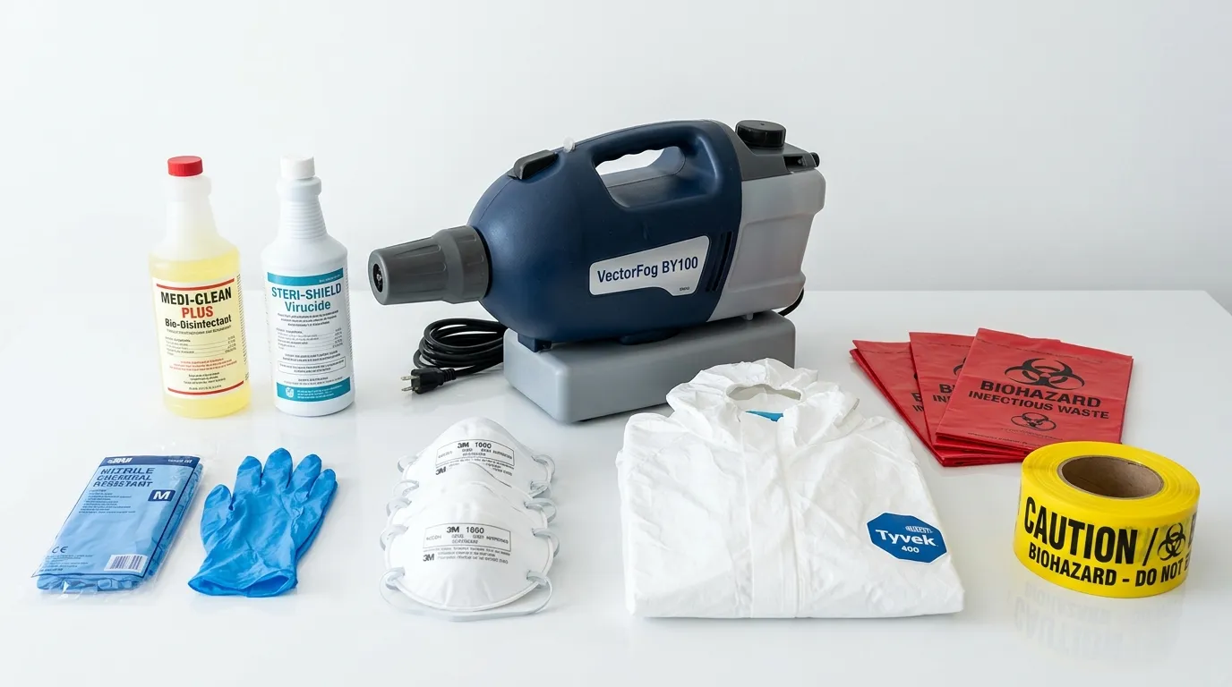 Professional biohazard remediation crew working in Mountainside